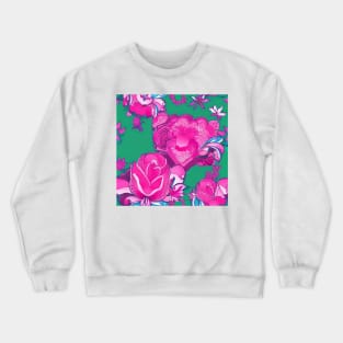 Retro pink and green abstract florals Crewneck Sweatshirt